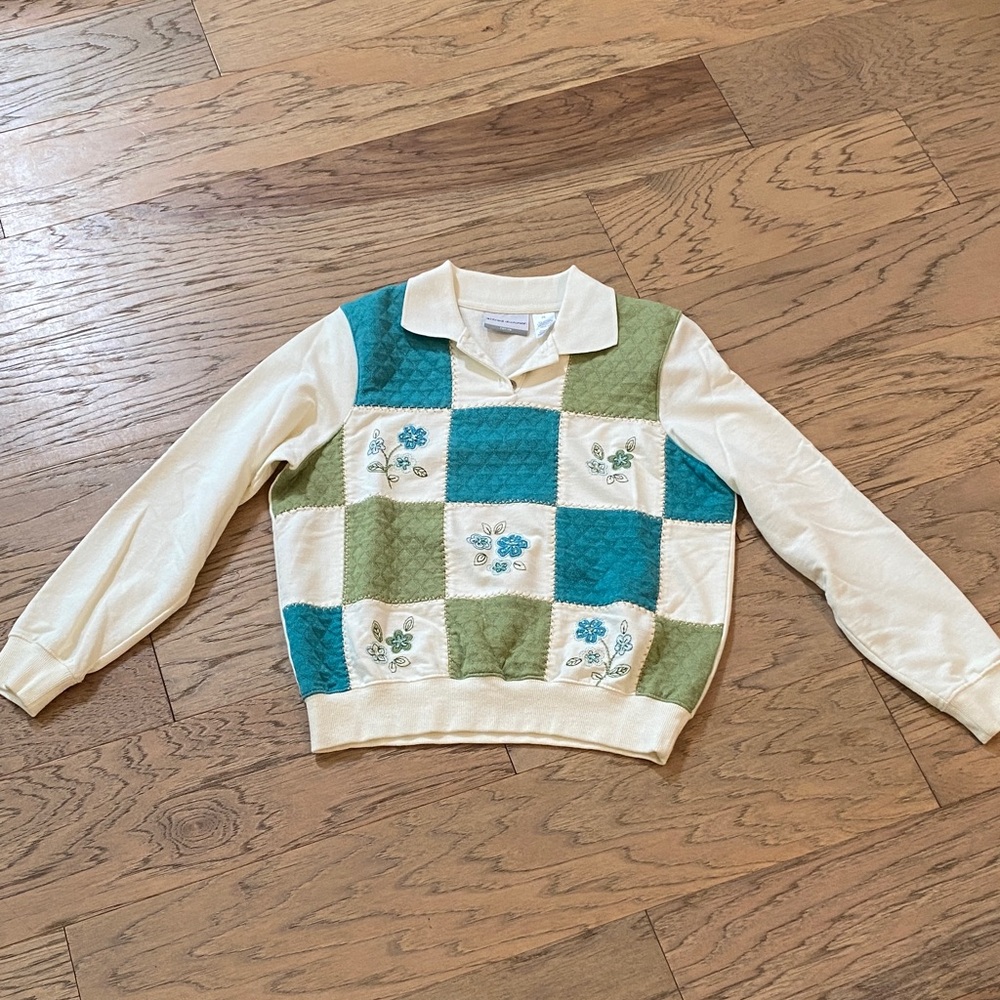 Vintage Alfred Dunner Patchwork Collared Sweater
